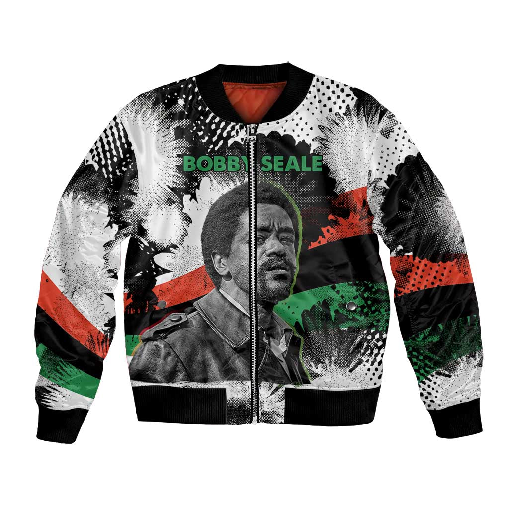 Bobby Seale Bomber Jacket Black Panther Artwork Solidarity Quote Revolutionary Civil Rights Tribute - Wonder Print Shop