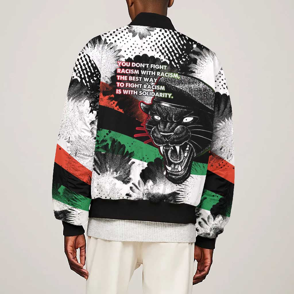 Bobby Seale Bomber Jacket Black Panther Artwork Solidarity Quote Revolutionary Civil Rights Tribute - Wonder Print Shop