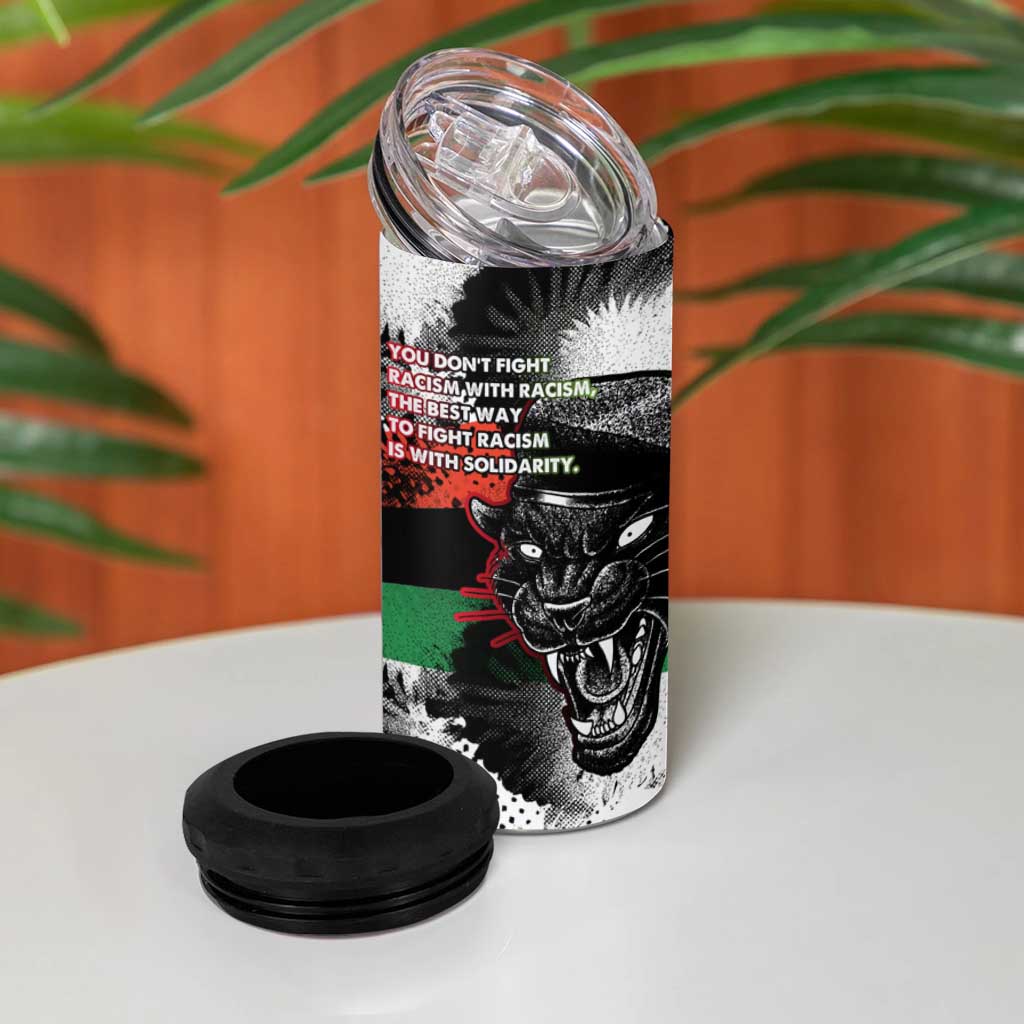 Bobby Seale 4 in 1 Can Cooler Tumbler Black Panther Artwork Solidarity Quote Revolutionary Civil Rights Tribute - Wonder Print Shop