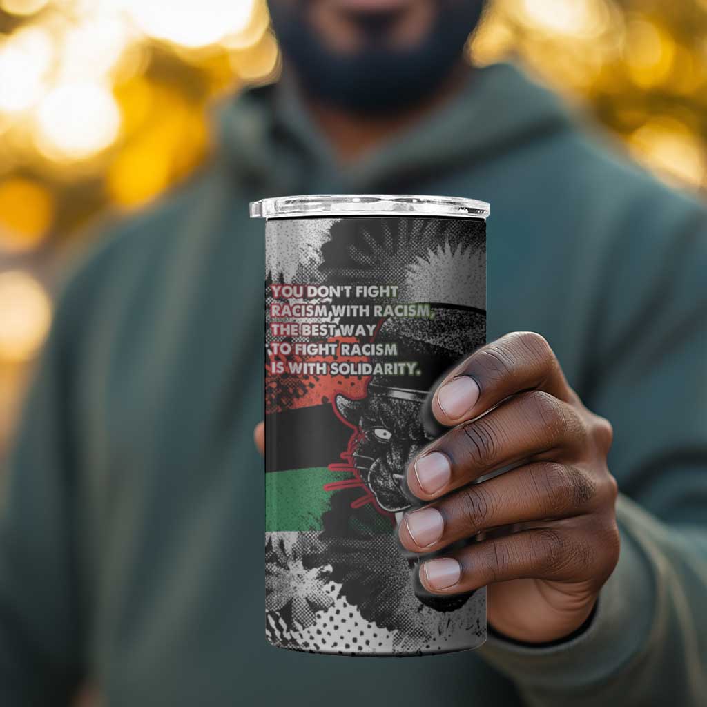 Bobby Seale 4 in 1 Can Cooler Tumbler Black Panther Artwork Solidarity Quote Revolutionary Civil Rights Tribute - Wonder Print Shop
