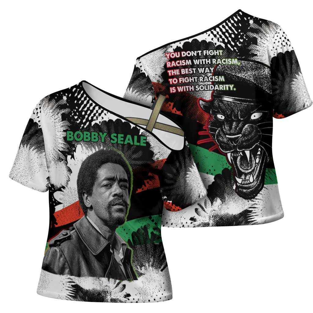 Bobby Seale Cross Shoulder Shirt Black Panther Artwork Solidarity Quote Revolutionary Civil Rights Tribute - Wonder Print Shop