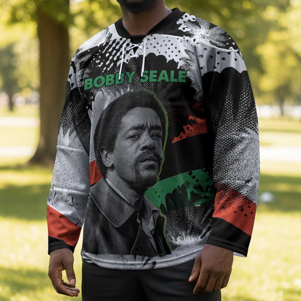 Bobby Seale Hockey Jersey Black Panther Artwork Solidarity Quote Revolutionary Civil Rights Tribute - Wonder Print Shop