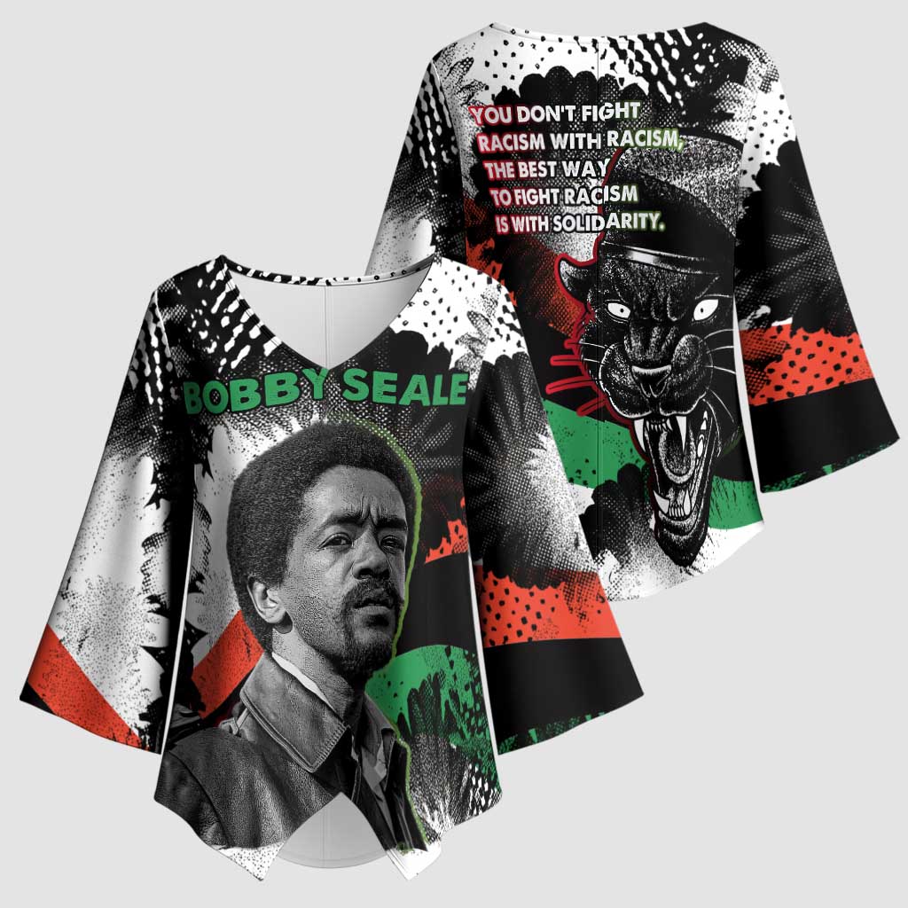 Bobby Seale Kimono Sleeve Blouse Black Panther Artwork Solidarity Quote Revolutionary Civil Rights Tribute - Wonder Print Shop