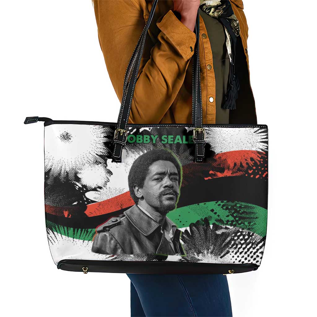 Bobby Seale Leather Tote Bag Black Panther Artwork Solidarity Quote Revolutionary Civil Rights Tribute - Wonder Print Shop