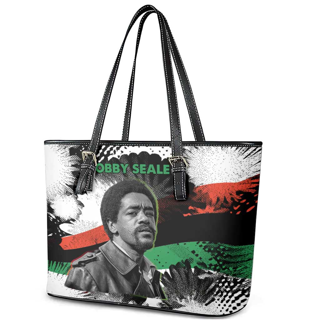 Bobby Seale Leather Tote Bag Black Panther Artwork Solidarity Quote Revolutionary Civil Rights Tribute - Wonder Print Shop
