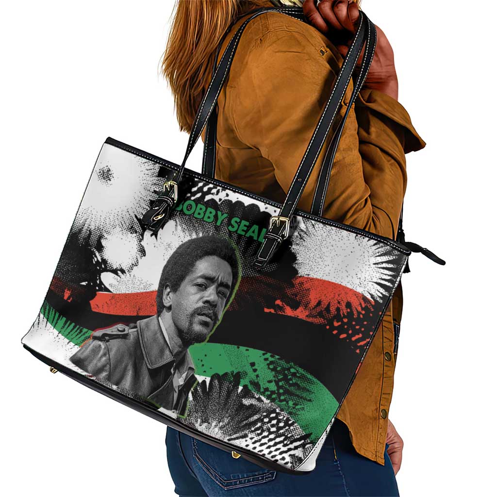 Bobby Seale Leather Tote Bag Black Panther Artwork Solidarity Quote Revolutionary Civil Rights Tribute - Wonder Print Shop