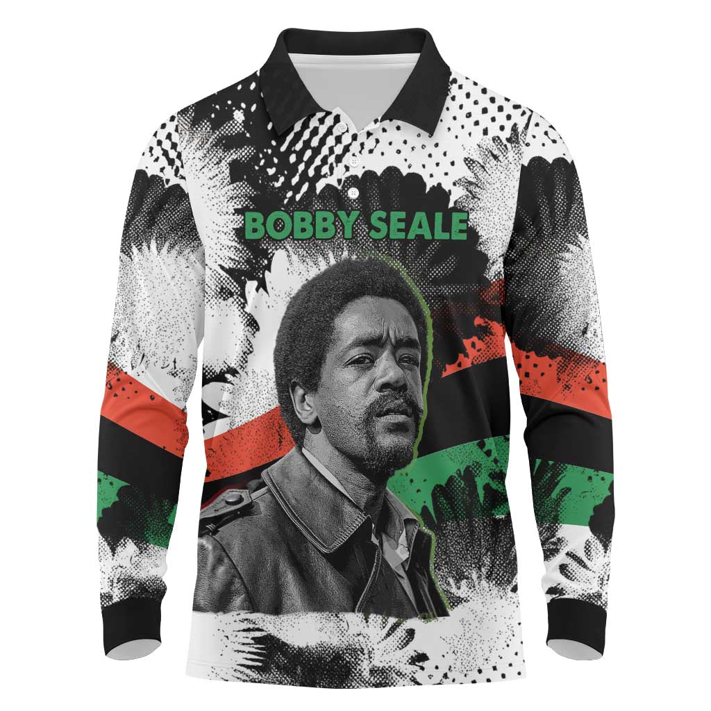 Bobby Seale Long Sleeve Polo Shirt Black Panther Artwork Solidarity Quote Revolutionary Civil Rights Tribute - Wonder Print Shop