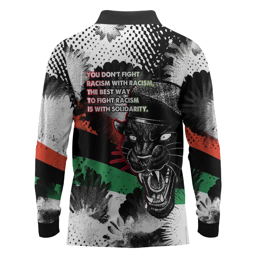 Bobby Seale Long Sleeve Polo Shirt Black Panther Artwork Solidarity Quote Revolutionary Civil Rights Tribute - Wonder Print Shop