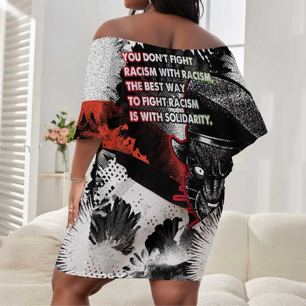 Bobby Seale Off Shoulder Short Dress Black Panther Artwork Solidarity Quote Revolutionary Civil Rights Tribute - Wonder Print Shop