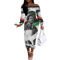 Bobby Seale Off The Shoulder Long Sleeve Dress Black Panther Artwork Solidarity Quote Revolutionary Civil Rights Tribute - Wonder Print Shop