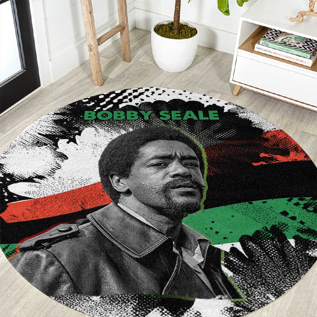 Bobby Seale Round Carpet Black Panther Artwork Solidarity Quote Revolutionary Civil Rights Tribute - Wonder Print Shop