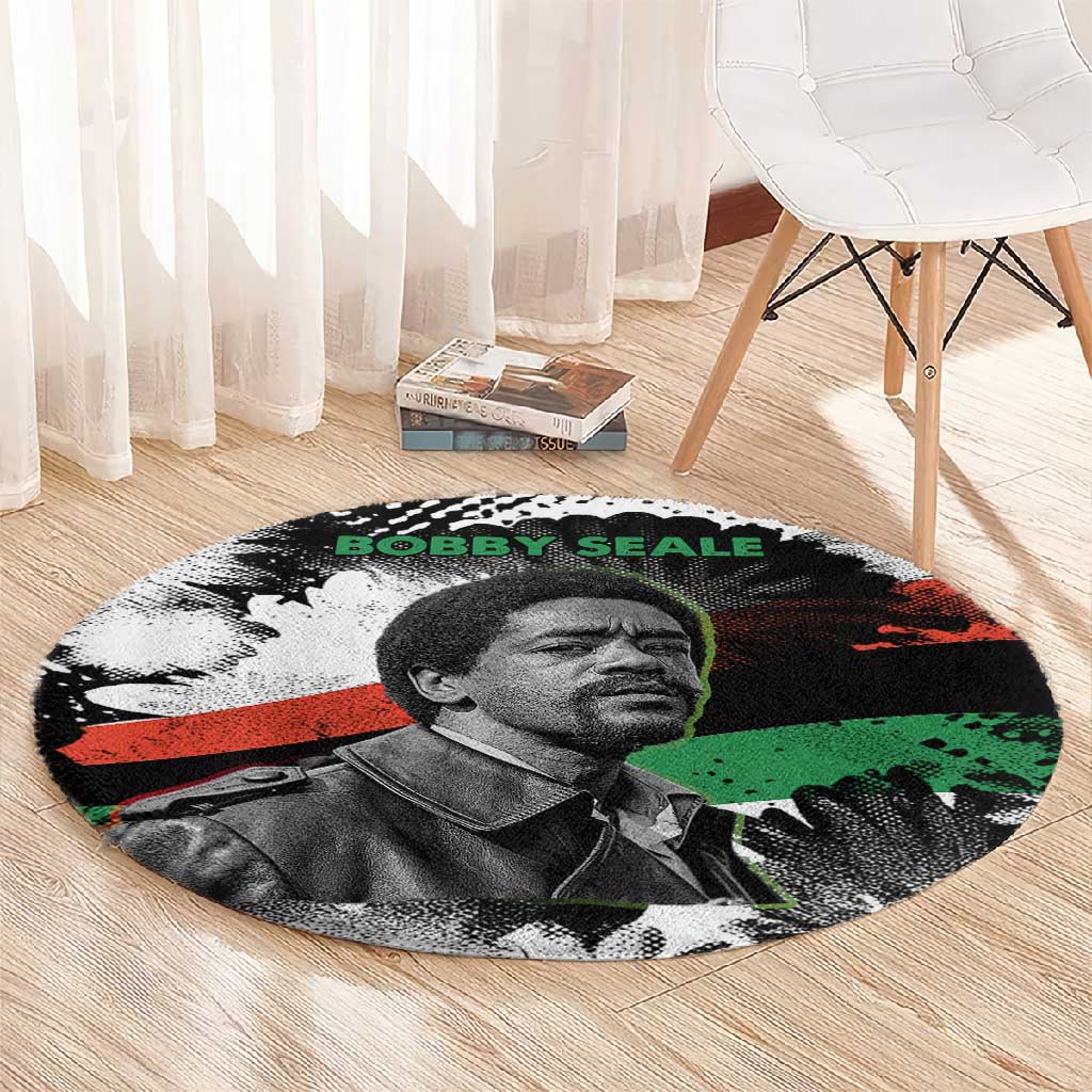 Bobby Seale Round Carpet Black Panther Artwork Solidarity Quote Revolutionary Civil Rights Tribute - Wonder Print Shop