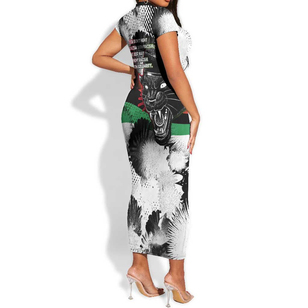 Bobby Seale Short Sleeve Bodycon Dress Black Panther Artwork Solidarity Quote Revolutionary Civil Rights Tribute - Wonder Print Shop
