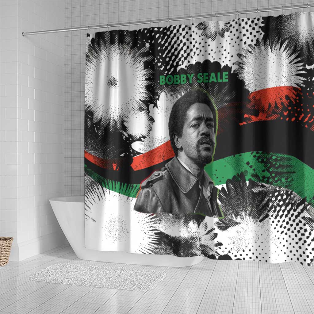 Bobby Seale Shower Curtain Black Panther Artwork Solidarity Quote Revolutionary Civil Rights Tribute - Wonder Print Shop