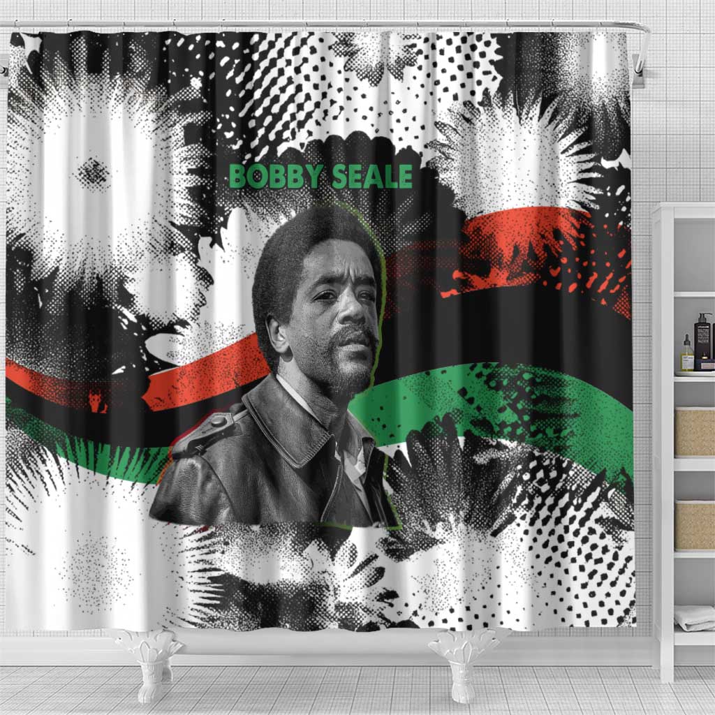 Bobby Seale Shower Curtain Black Panther Artwork Solidarity Quote Revolutionary Civil Rights Tribute - Wonder Print Shop