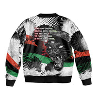 Bobby Seale Sleeve Zip Bomber Jacket Black Panther Artwork Solidarity Quote Revolutionary Civil Rights Tribute - Wonder Print Shop