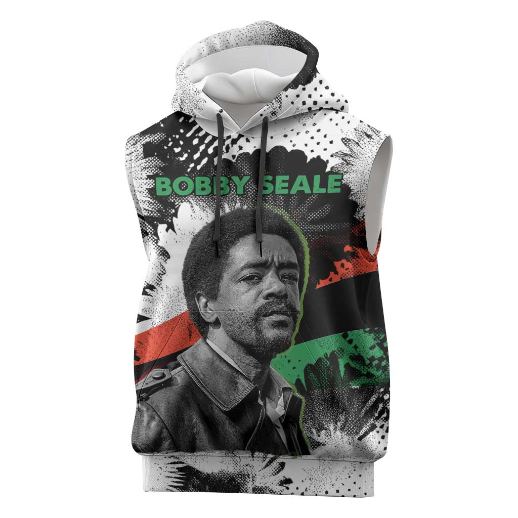 Bobby Seale Sleeveless Hoodie Black Panther Artwork Solidarity Quote Revolutionary Civil Rights Tribute - Wonder Print Shop