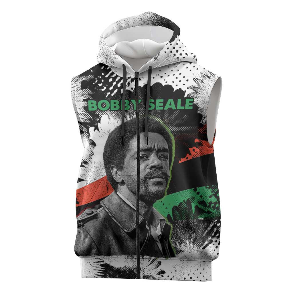 Bobby Seale Sleeveless Zip Hoodie Black Panther Artwork Solidarity Quote Revolutionary Civil Rights Tribute - Wonder Print Shop