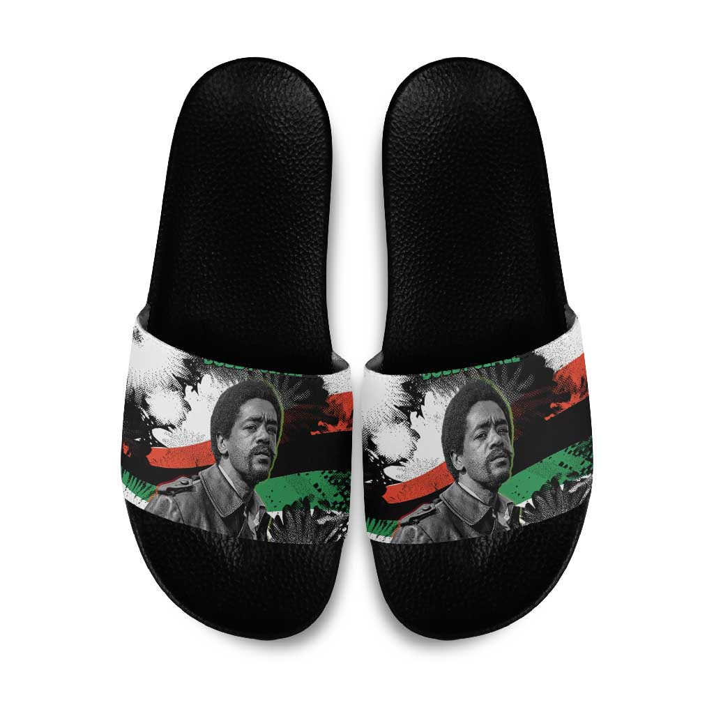 Bobby Seale Slide Sandals Black Panther Artwork Solidarity Quote Revolutionary Civil Rights Tribute - Wonder Print Shop