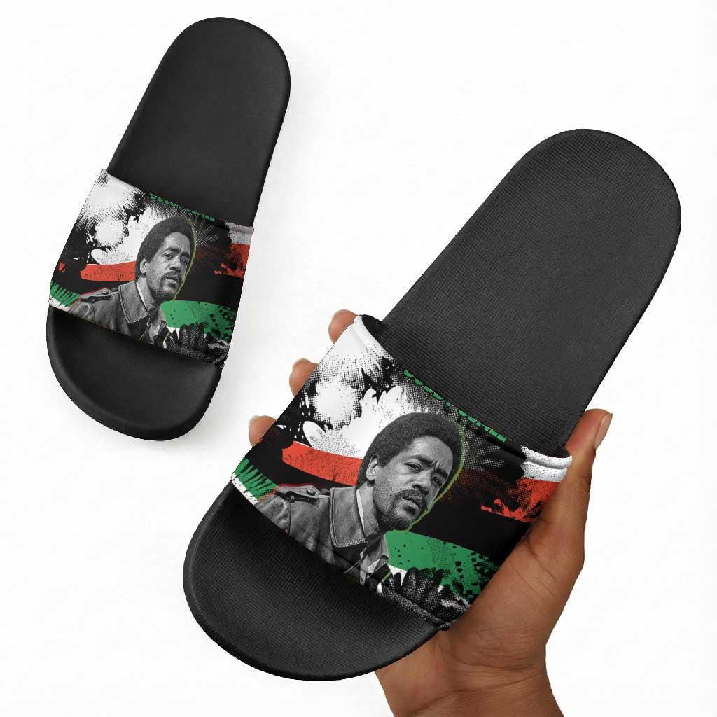 Bobby Seale Slide Sandals Black Panther Artwork Solidarity Quote Revolutionary Civil Rights Tribute - Wonder Print Shop