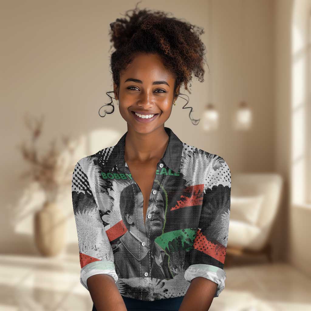 Bobby Seale Women Casual Shirt Black Panther Artwork Solidarity Quote Revolutionary Civil Rights Tribute - Wonder Print Shop
