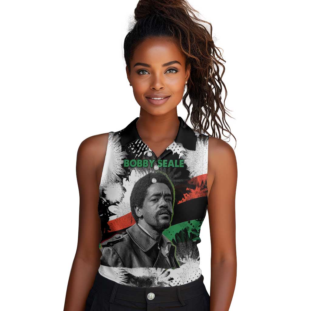 Bobby Seale Women Sleeveless Polo Shirt Black Panther Artwork Solidarity Quote Revolutionary Civil Rights Tribute - Wonder Print Shop
