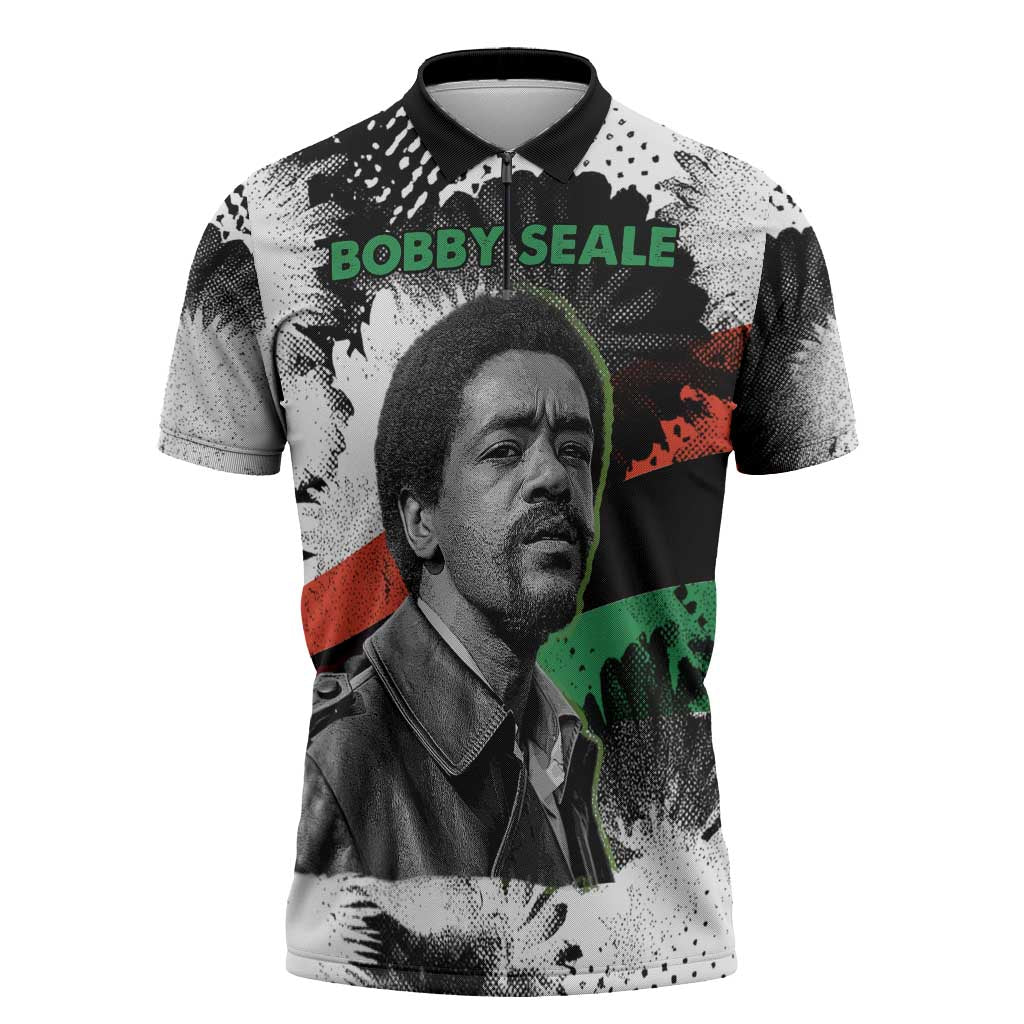 Bobby Seale Zipper Polo Shirt Black Panther Artwork Solidarity Quote Revolutionary Civil Rights Tribute - Wonder Print Shop