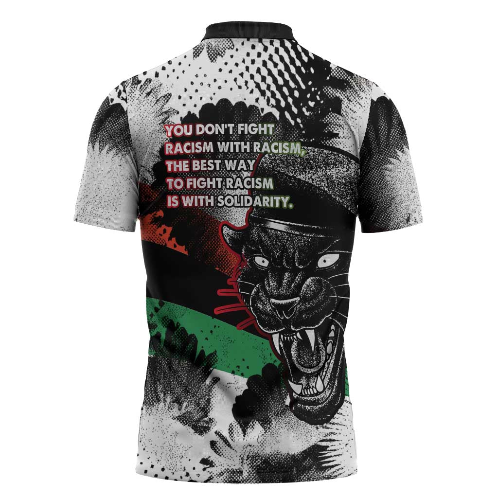 Bobby Seale Zipper Polo Shirt Black Panther Artwork Solidarity Quote Revolutionary Civil Rights Tribute - Wonder Print Shop