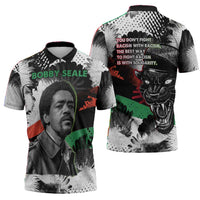 Bobby Seale Zipper Polo Shirt Black Panther Artwork Solidarity Quote Revolutionary Civil Rights Tribute - Wonder Print Shop