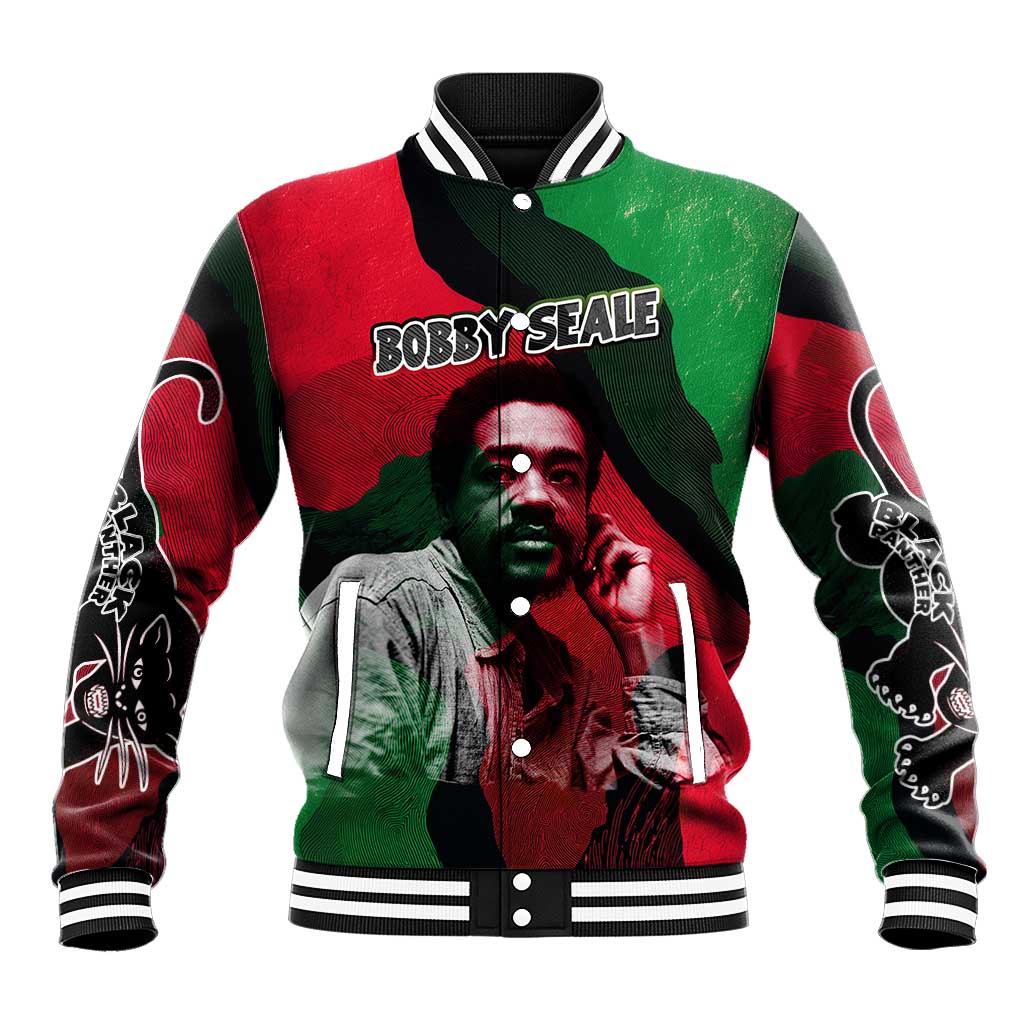 Bobby Seale Baseball Jacket Black Panther Logo Revolutionary Civil Rights Movement Tribute - Wonder Print Shop