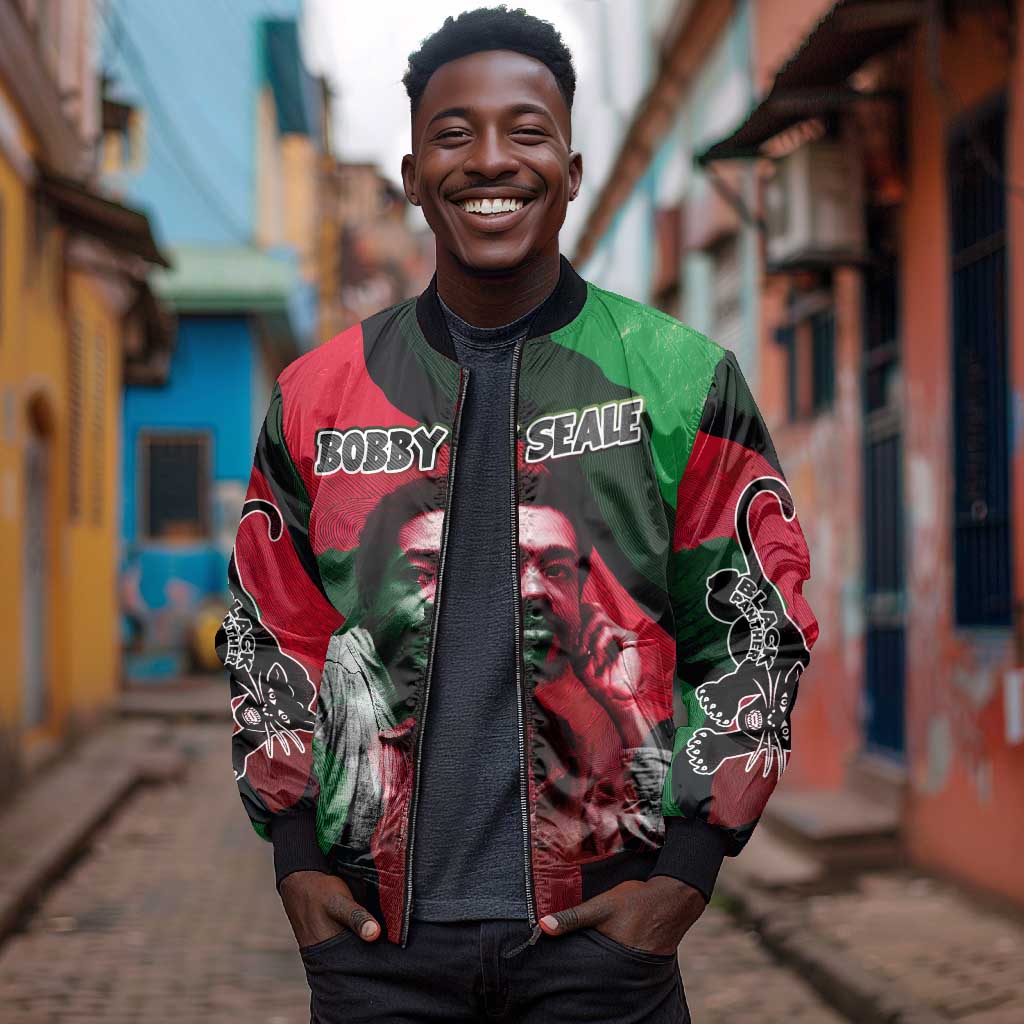 Bobby Seale Bomber Jacket Black Panther Logo Revolutionary Civil Rights Movement Tribute - Wonder Print Shop