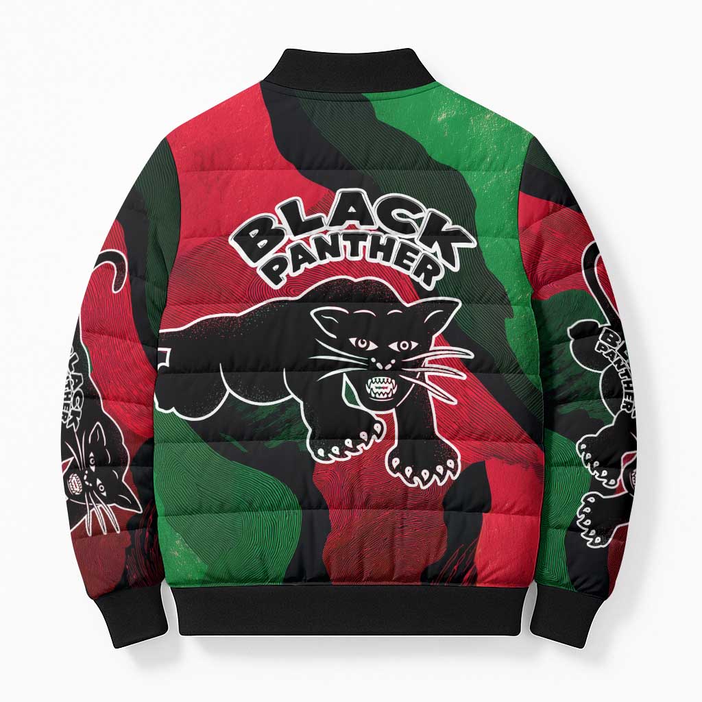 Bobby Seale Bomber Puffer Jacket Black Panther Logo Revolutionary Civil Rights Movement Tribute - Wonder Print Shop