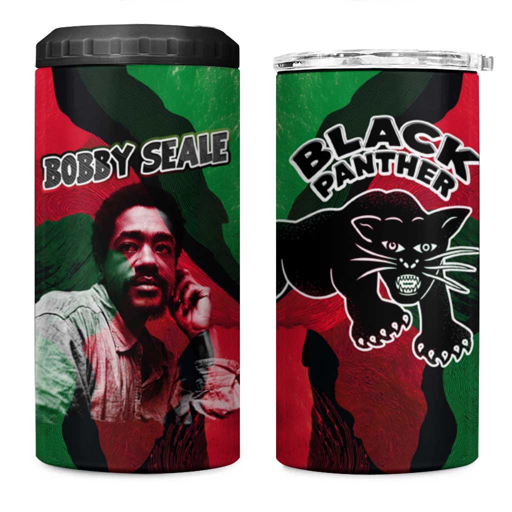 Bobby Seale 4 in 1 Can Cooler Tumbler Black Panther Logo Revolutionary Civil Rights Movement Tribute - Wonder Print Shop