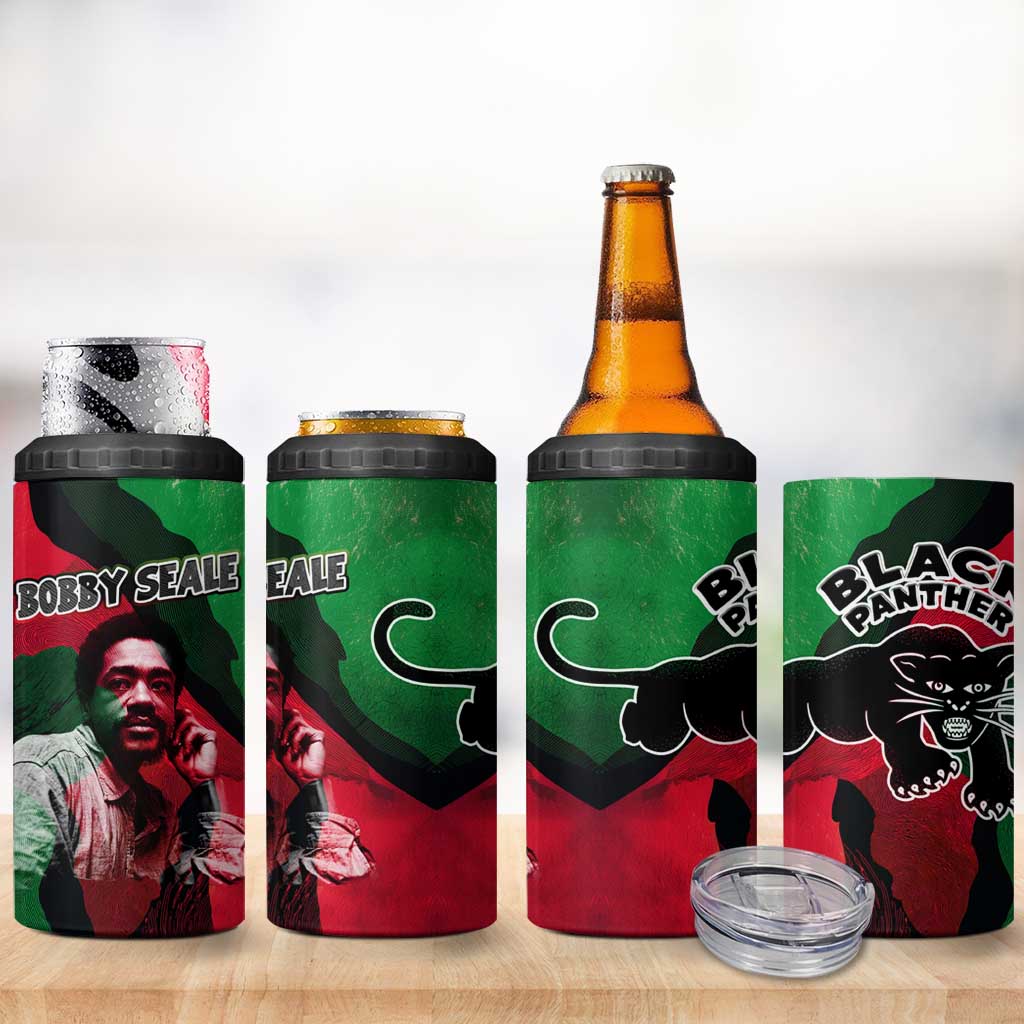 Bobby Seale 4 in 1 Can Cooler Tumbler Black Panther Logo Revolutionary Civil Rights Movement Tribute - Wonder Print Shop
