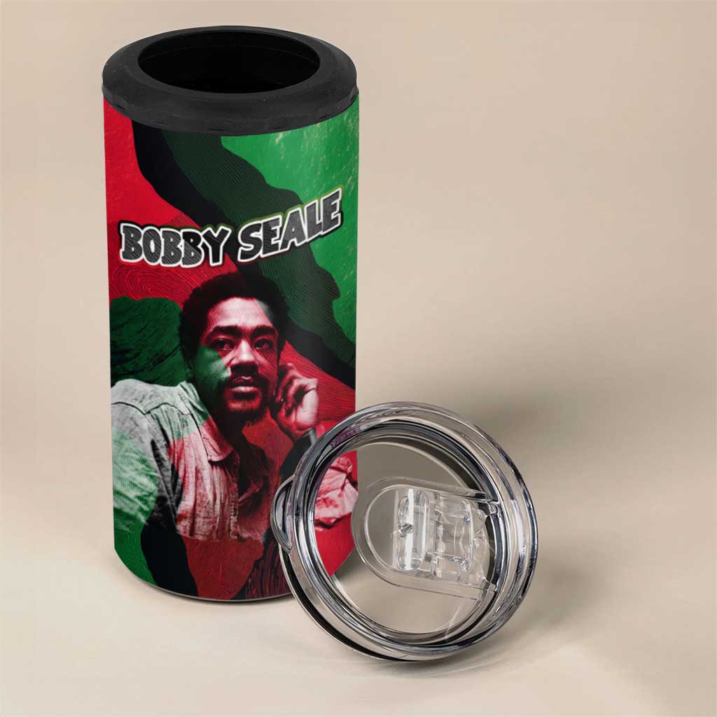 Bobby Seale 4 in 1 Can Cooler Tumbler Black Panther Logo Revolutionary Civil Rights Movement Tribute - Wonder Print Shop