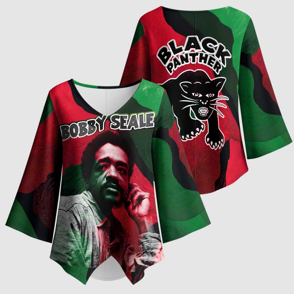 Bobby Seale Kimono Sleeve Blouse Black Panther Logo Revolutionary Civil Rights Movement Tribute - Wonder Print Shop