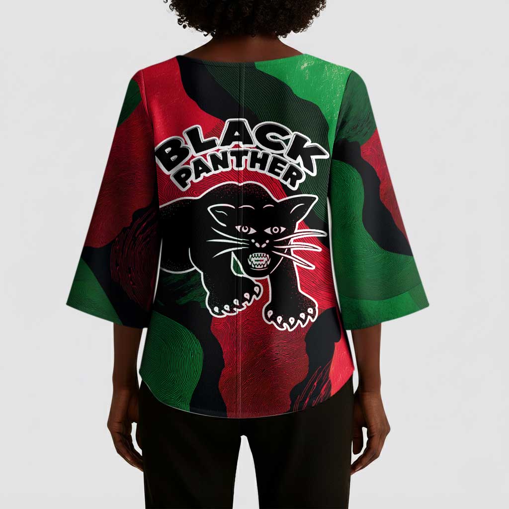 Bobby Seale Kimono Sleeve Blouse Black Panther Logo Revolutionary Civil Rights Movement Tribute - Wonder Print Shop