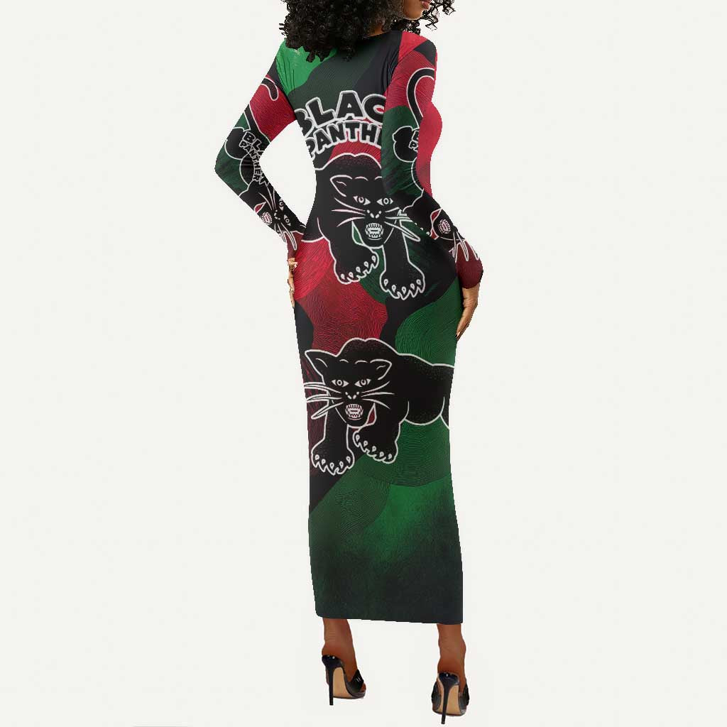 Bobby Seale Long Sleeve Bodycon Dress Black Panther Logo Revolutionary Civil Rights Movement Tribute - Wonder Print Shop