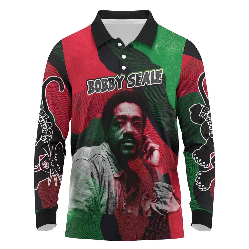 Bobby Seale Long Sleeve Polo Shirt Black Panther Logo Revolutionary Civil Rights Movement Tribute - Wonder Print Shop