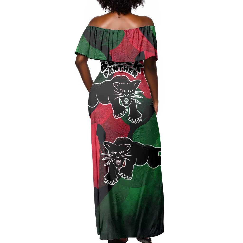 Bobby Seale Off Shoulder Maxi Dress Black Panther Logo Revolutionary Civil Rights Movement Tribute - Wonder Print Shop