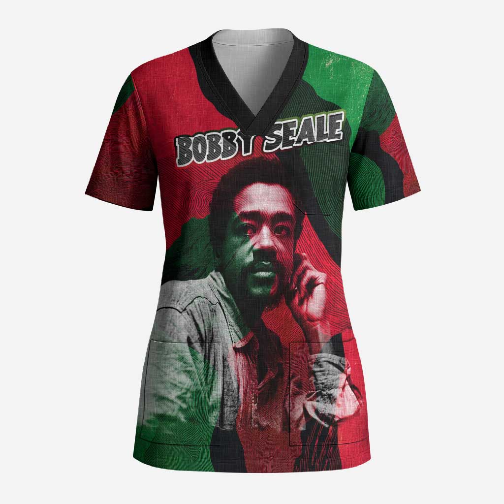 Bobby Seale Scrub Top Black Panther Logo Revolutionary Civil Rights Movement Tribute - Wonder Print Shop