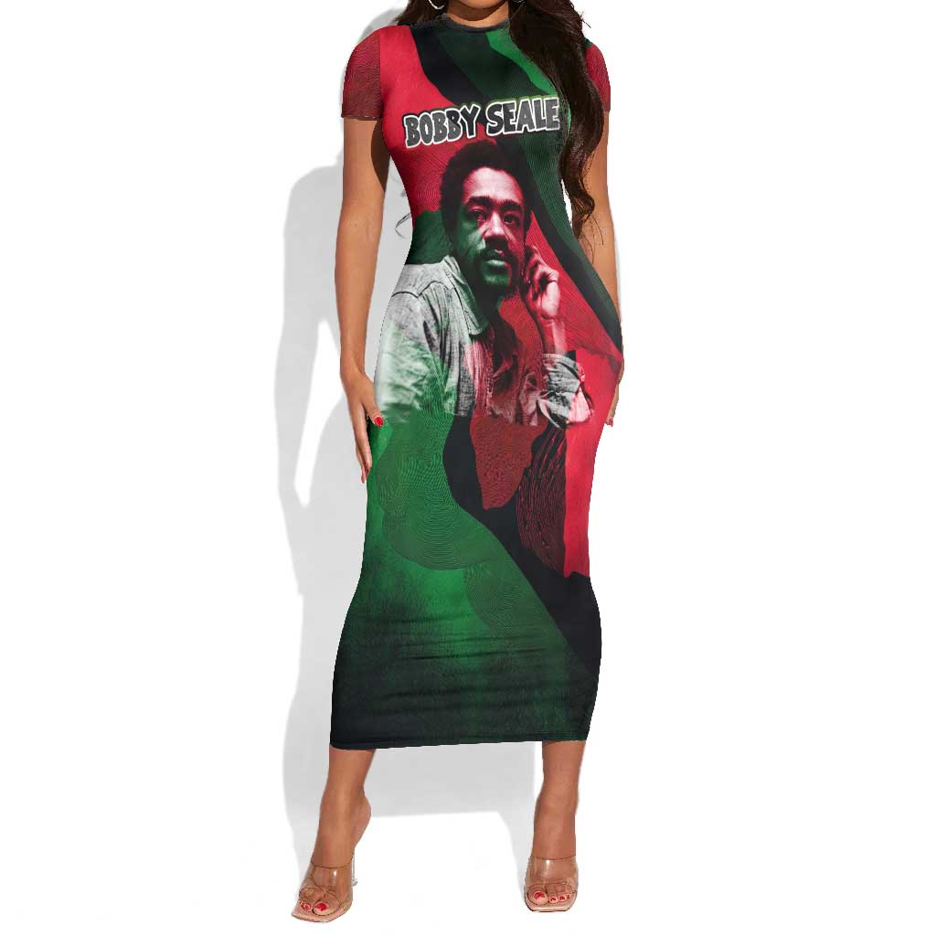 Bobby Seale Short Sleeve Bodycon Dress Black Panther Logo Revolutionary Civil Rights Movement Tribute - Wonder Print Shop