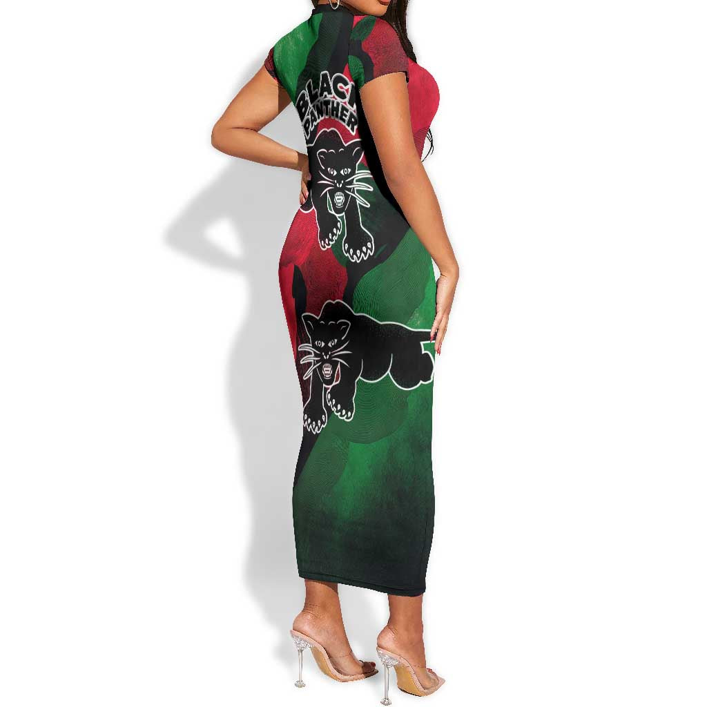 Bobby Seale Short Sleeve Bodycon Dress Black Panther Logo Revolutionary Civil Rights Movement Tribute - Wonder Print Shop