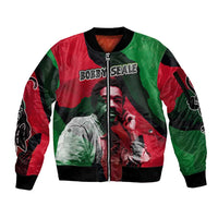 Bobby Seale Sleeve Zip Bomber Jacket Black Panther Logo Revolutionary Civil Rights Movement Tribute - Wonder Print Shop