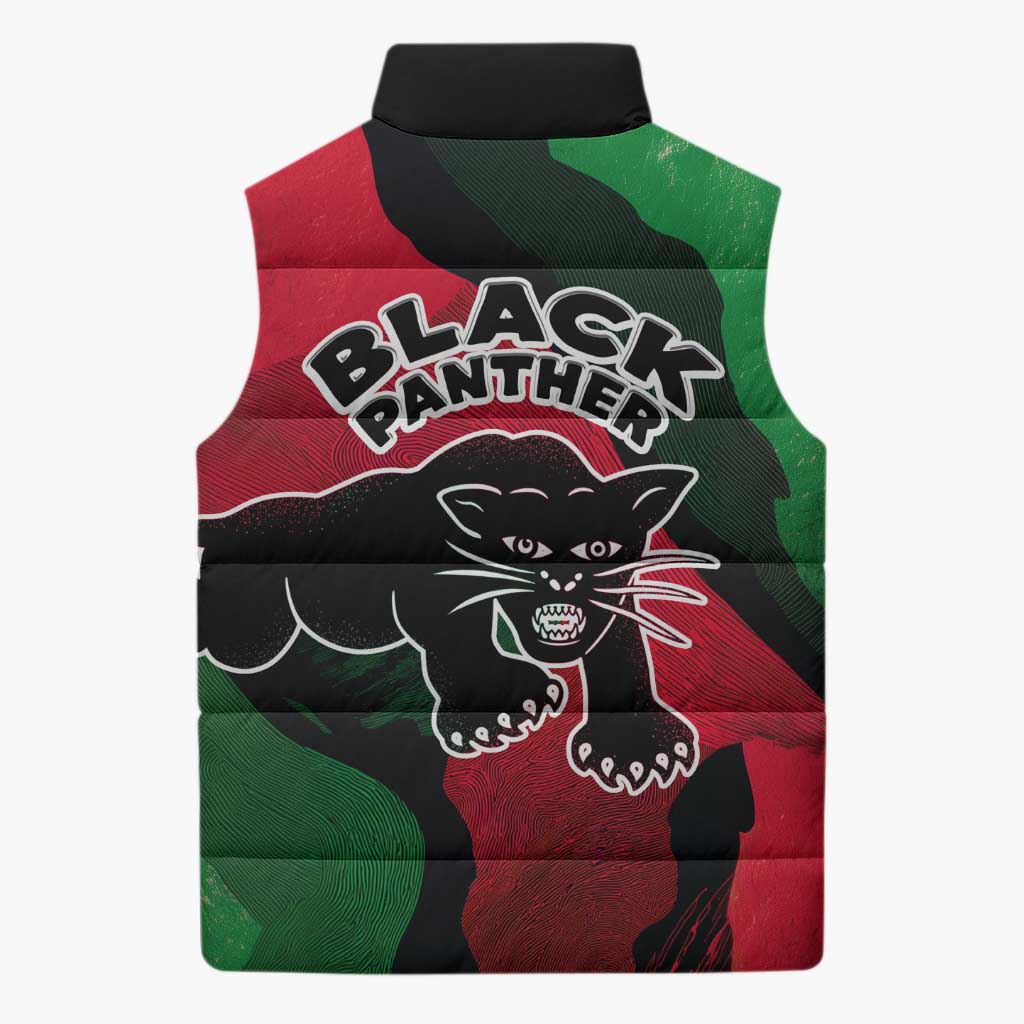 Bobby Seale Sleeveless Puffer Jacket Black Panther Logo Revolutionary Civil Rights Movement Tribute - Wonder Print Shop