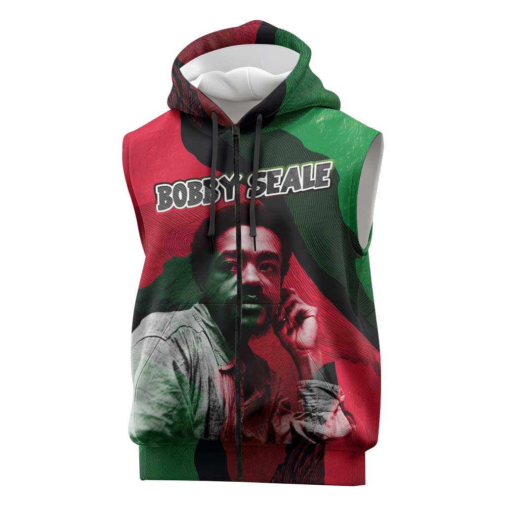 Bobby Seale Sleeveless Zip Hoodie Black Panther Logo Revolutionary Civil Rights Movement Tribute - Wonder Print Shop