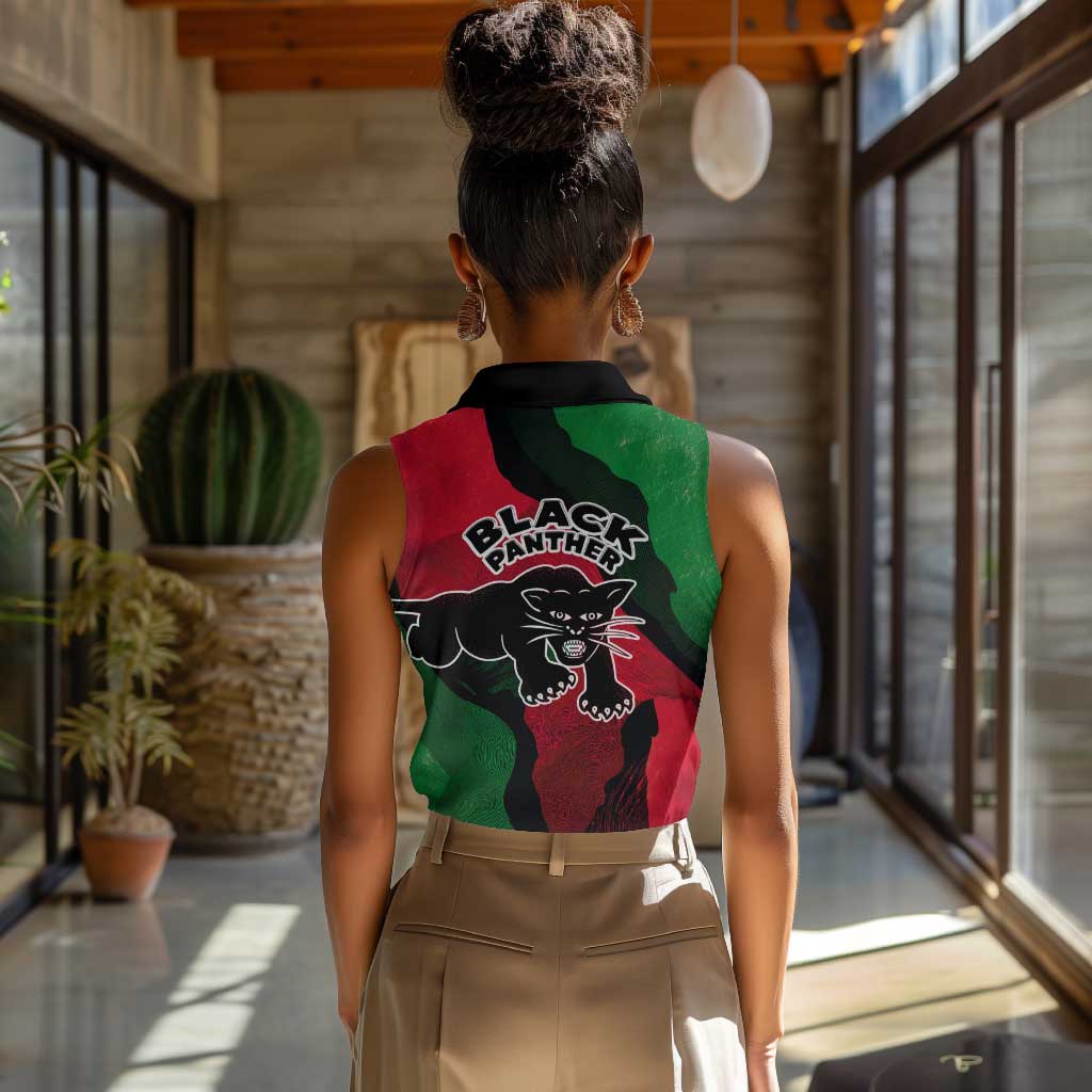 Bobby Seale Women Sleeveless Polo Shirt Black Panther Logo Revolutionary Civil Rights Movement Tribute - Wonder Print Shop