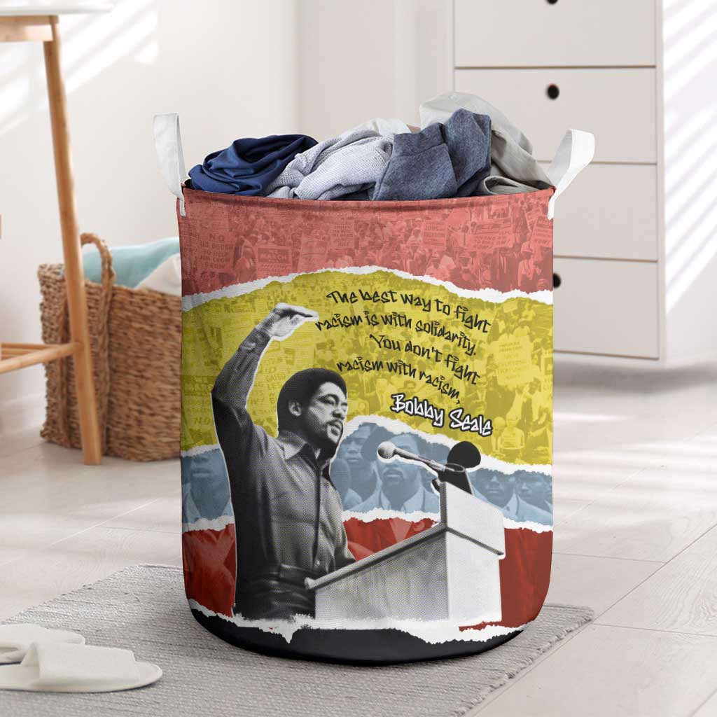 Bobby Seale Laundry Basket Torn Paper Collage Design Solidarity Quote Powerful Speech Artwork Civil Rights - Wonder Print Shop