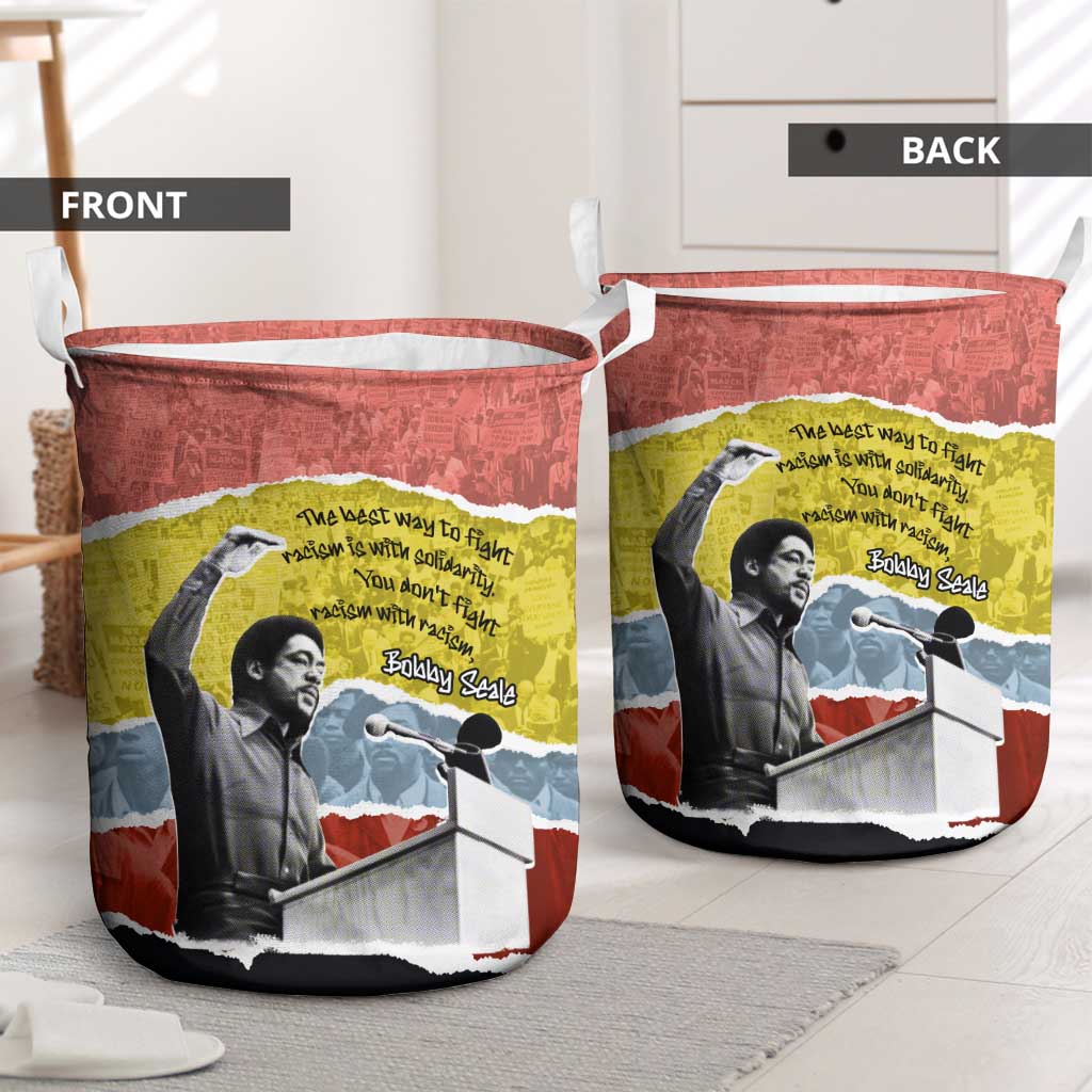 Bobby Seale Laundry Basket Torn Paper Collage Design Solidarity Quote Powerful Speech Artwork Civil Rights - Wonder Print Shop