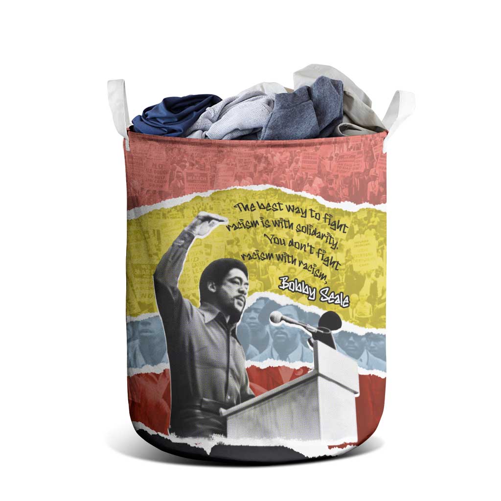 Bobby Seale Laundry Basket Torn Paper Collage Design Solidarity Quote Powerful Speech Artwork Civil Rights - Wonder Print Shop